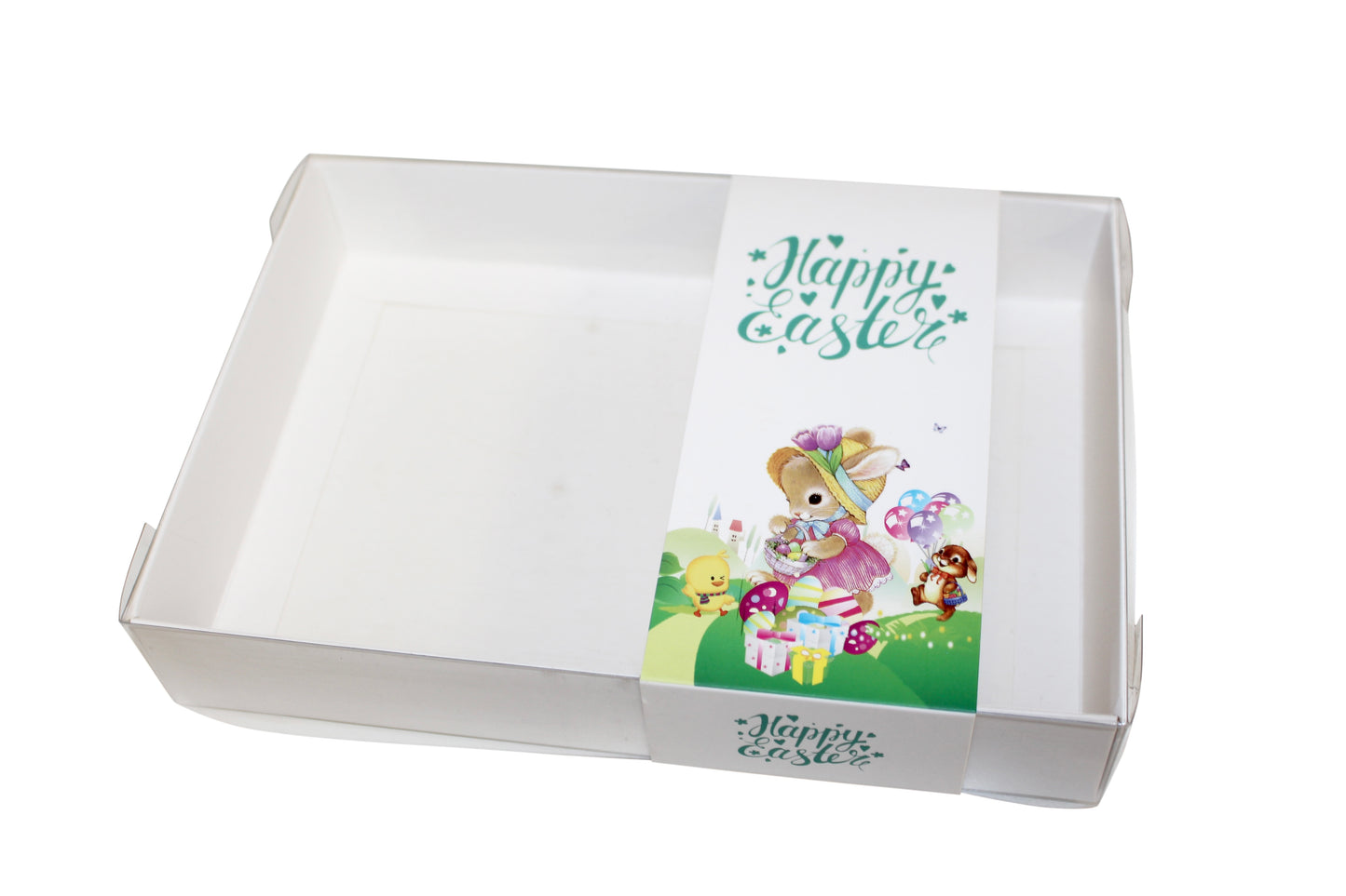 White Clear lid box with Easter Day sleeves - 20 x 14 x 3.5 cm