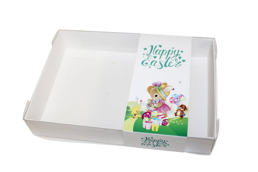 White Clear lid box with Easter Day sleeves - 20 x 14 x 3.5 cm