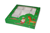 Large Empty Green Christmas box with Inserts- 18x18x3cm