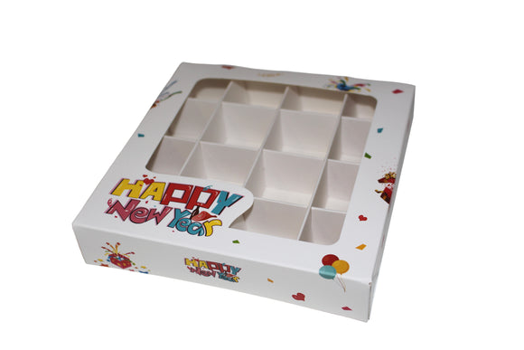 Empty Happy New Year Boxes with inserts - 15x15x3cm