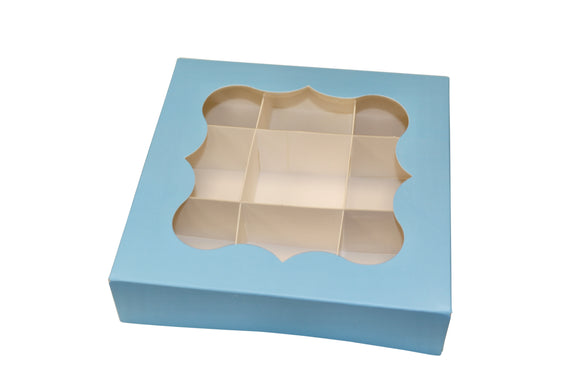 Empty baby Blue window Boxes with inserts - 15x15x3.5cm