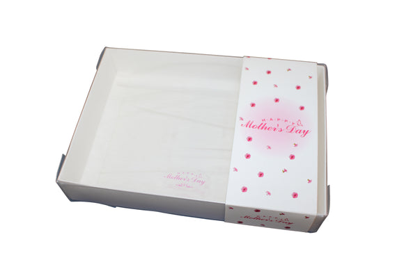 White Clear lid box with Happy Mothers Day sleeves - 20 x 14 x 3.5 cm
