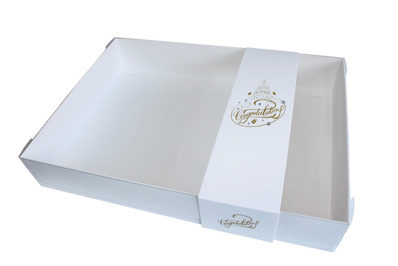 Clear lid White box with Congratulations sleeve - 26 x 20 x 5cm