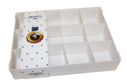 Clear lid White box with Father’s Day sleeve - 26 x 20 x 5cm