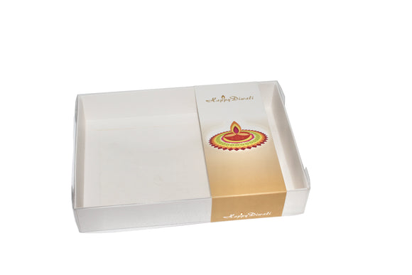Clear lid box with Diwali sleeves - 20 x 14 x 3.5 cm