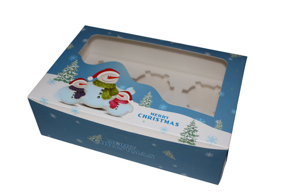 Blue Christmas window cupcake boxes ( 6 hold )