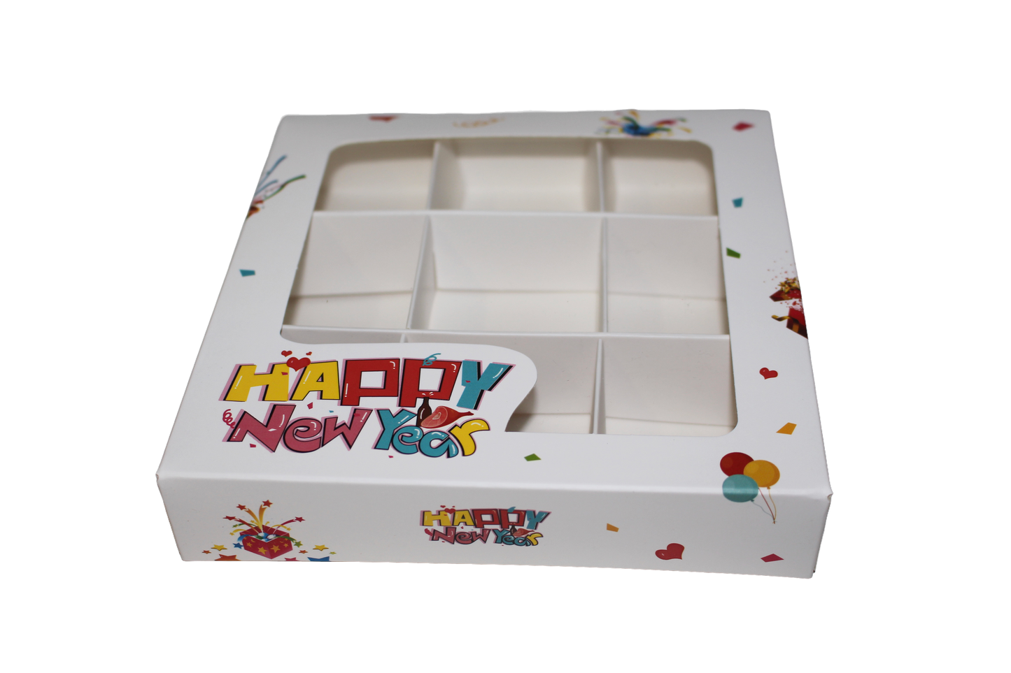 Empty Happy New Year Boxes with inserts - 15x15x3cm