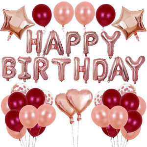 Happy Birthday Balloon Set - Pink/Red