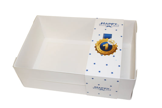 Clear lid white deep box with Happy Fathers Day sleeve - 24 x 16 x 8 cm