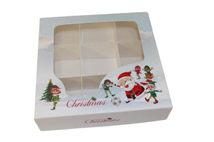 Football With Santa Window Boxes With Inserts - 15x15x3.5cm