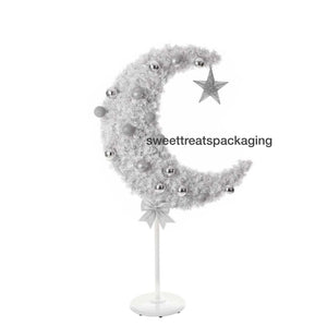White Moon Tree With Stand, Lights & Decorations