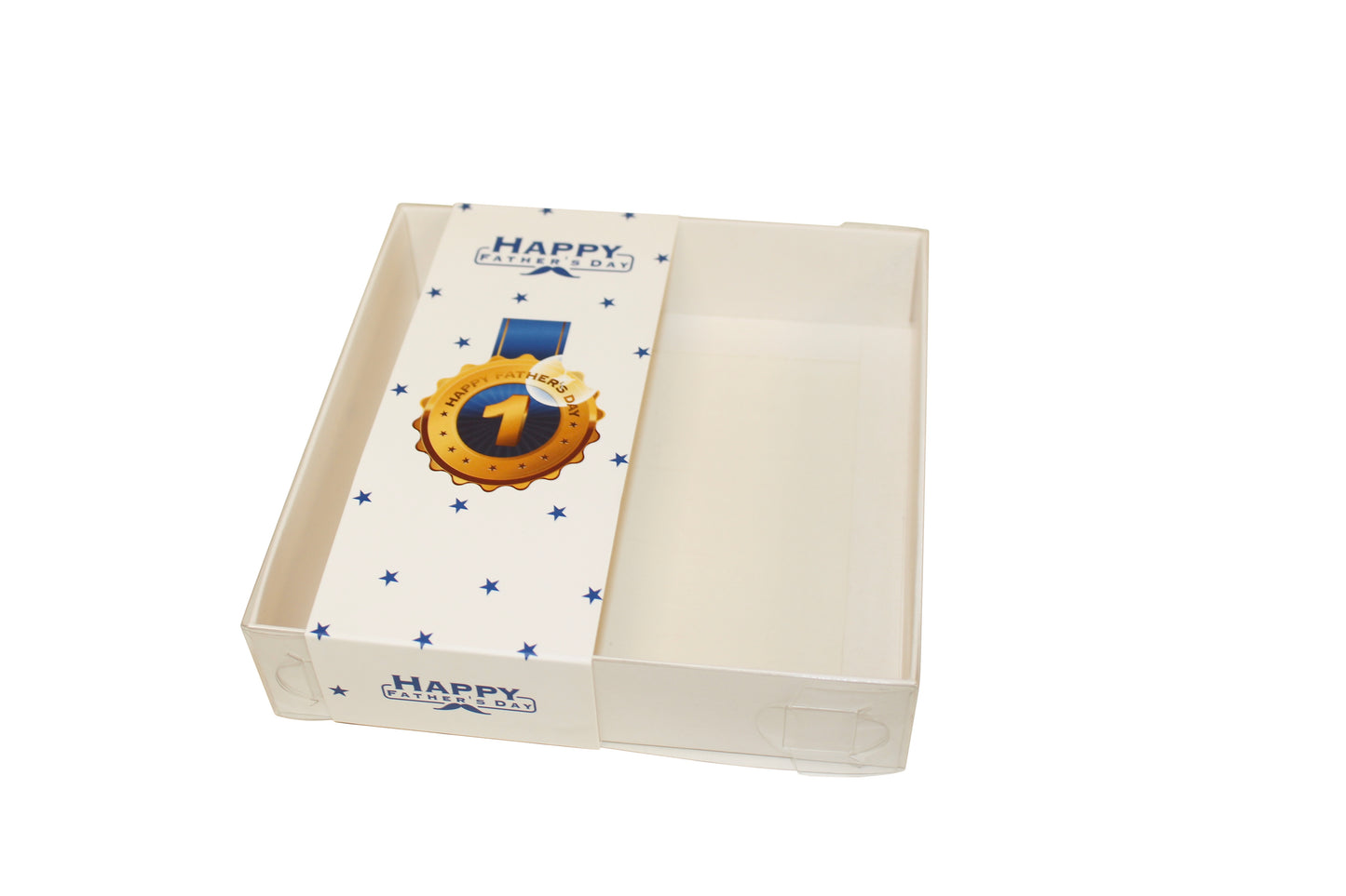 Clear Lid Box With Happy Fathers Day sleeve - 15 x 15 x 3.5cm