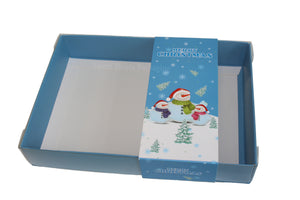 Clear Lid Box With Blue Snowman Sleeve - 20 x 14 x 3.5cm