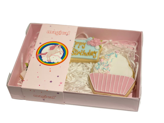 Clear lid Pink box with Unicorn  sleeve - 20 x 14 x 3.5cm