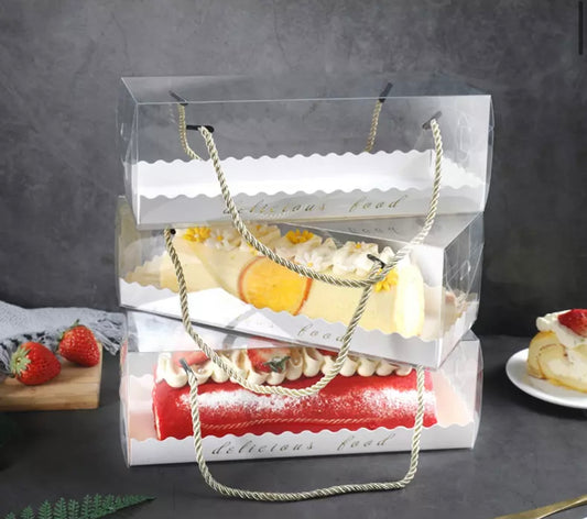 Clear Favour Box with Gold Rope Handle - 18.5x6.5x6cm