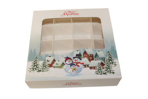 Snowman Family window Boxes with inserts - 15x15x3.5cm