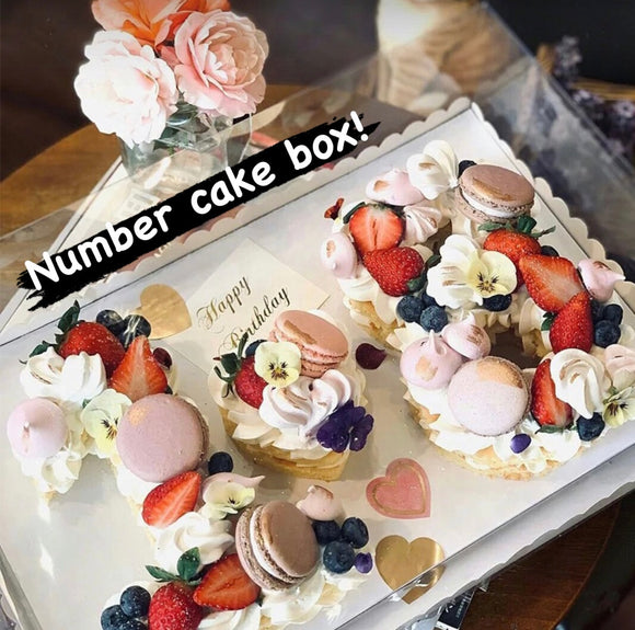 Number cake clear box with cake board