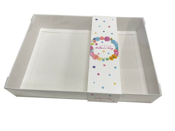 Clear lid White box with Floral Mothers Day sleeve - 30 x 22 x 5cm