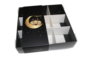 Clear Lid Box With Black Ramadan Kareem Sleeve - 15 x 15 x 3.5cm