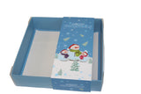 Clear Lid Box With Blue Christmas sleeve - 15 x 15 x 3.5cm