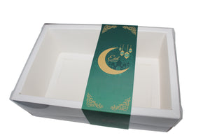 Clear Lid Deep Border Box With Green Eid Mubarak Sleeve  - 24 x 16 x 8 cm