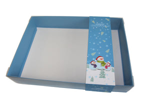 Clear lid box with Blue Snowman sleeve - 30 x 22 x 5cm