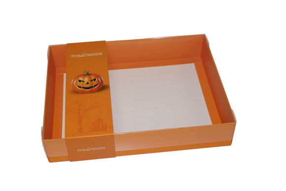 Clear lid Orange box with Orange Pumpkin sleeve - 20 x 14 x 3.5cm
