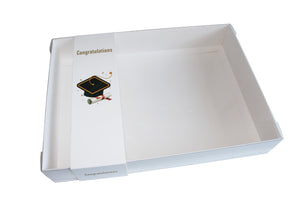 Clear lid White box with Graduation sleeve - 30 x 22 x 5cm