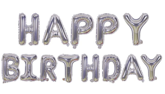Happy Birthday Foil balloon - Silver