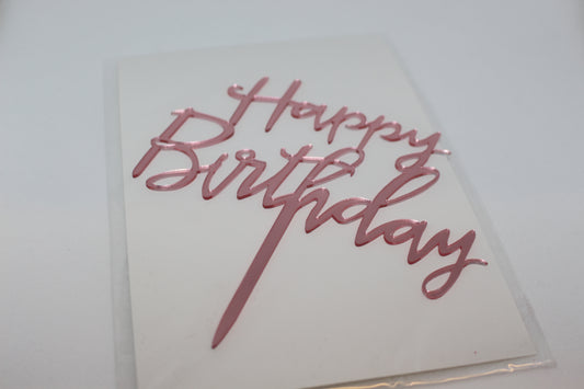Pink Happy Birthday cake topper