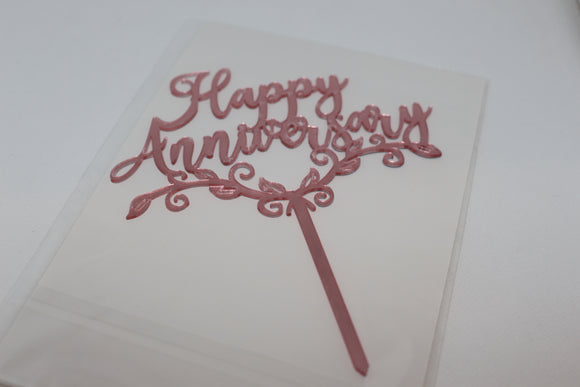Pink Happy Anniversary cake topper