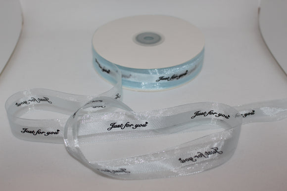 Light blue ‘Just for you’ ribbon