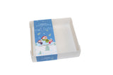 Clear lid box with Blue Christmas sleeve - 15 x 15 x 3.5cm