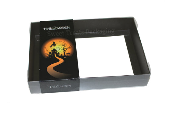 Clear lid Black box with Halloween sleeve - 30 x 22 x 5cm
