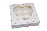 Empty Red Heart Boxes with inserts - 15x15x3.5cm