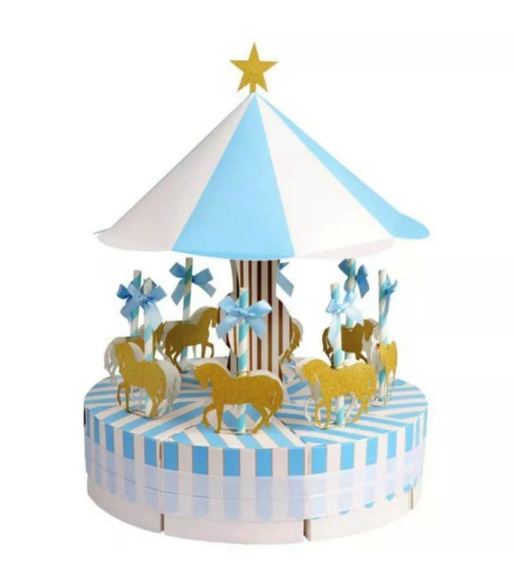 Blue carousel with fillable boxes