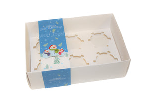 Clear lid white cupcake box with Blue Christmas sleeve - 24 x 16 x 8 cm