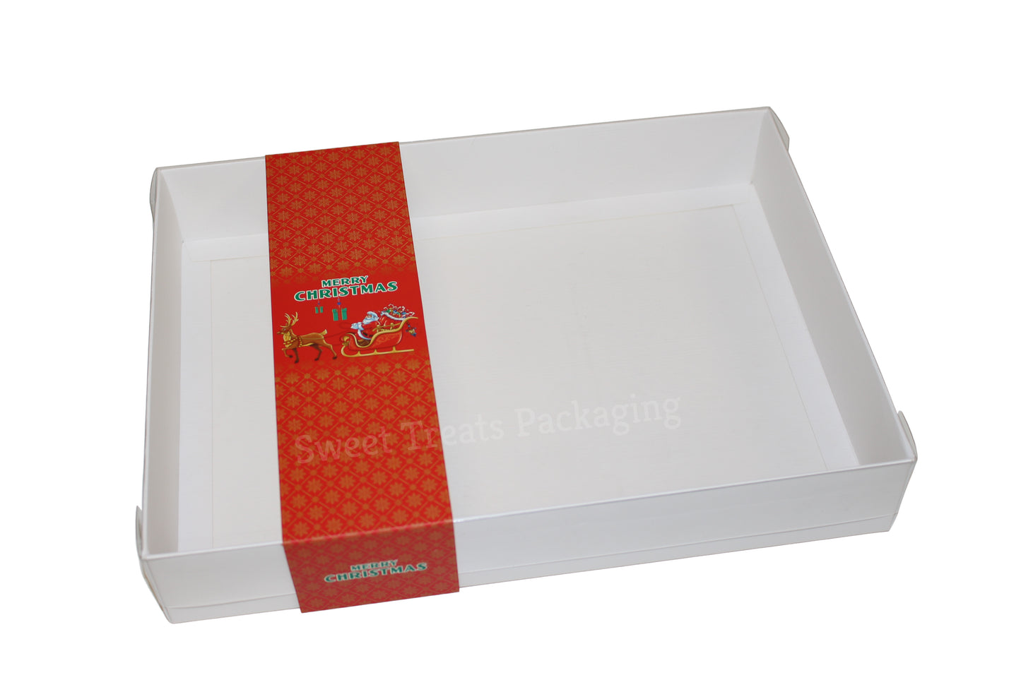 Clear lid box with Red Santa sleeve - 30 x 22 x 5cm