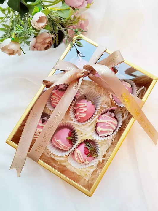 Clear lid Gold border boxes - 17x12x5cm