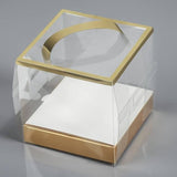 Gold base clear 6inch cake box with handle
