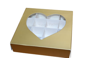 Empty Gold Heart Boxes with inserts - 15x15x3.5cm