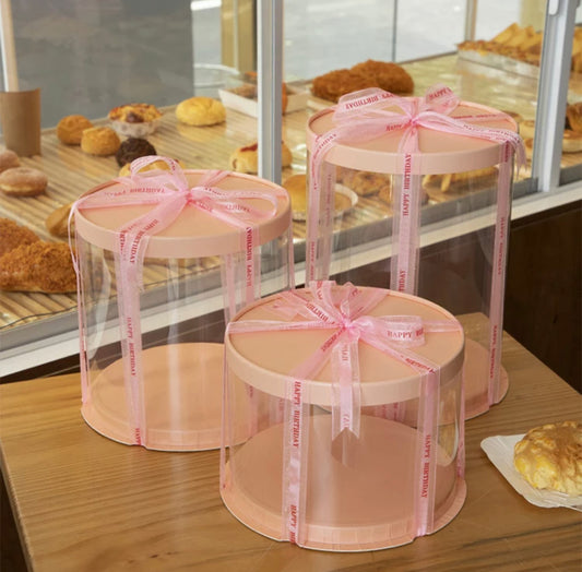 Clear Pink/Peach round cake box 10 inch