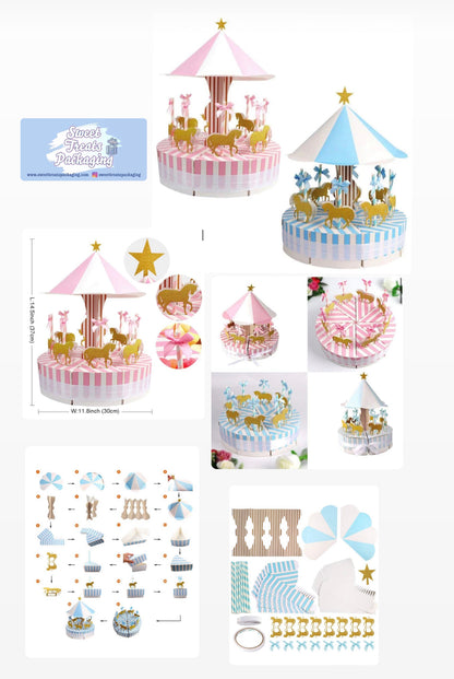 Blue carousel with fillable boxes