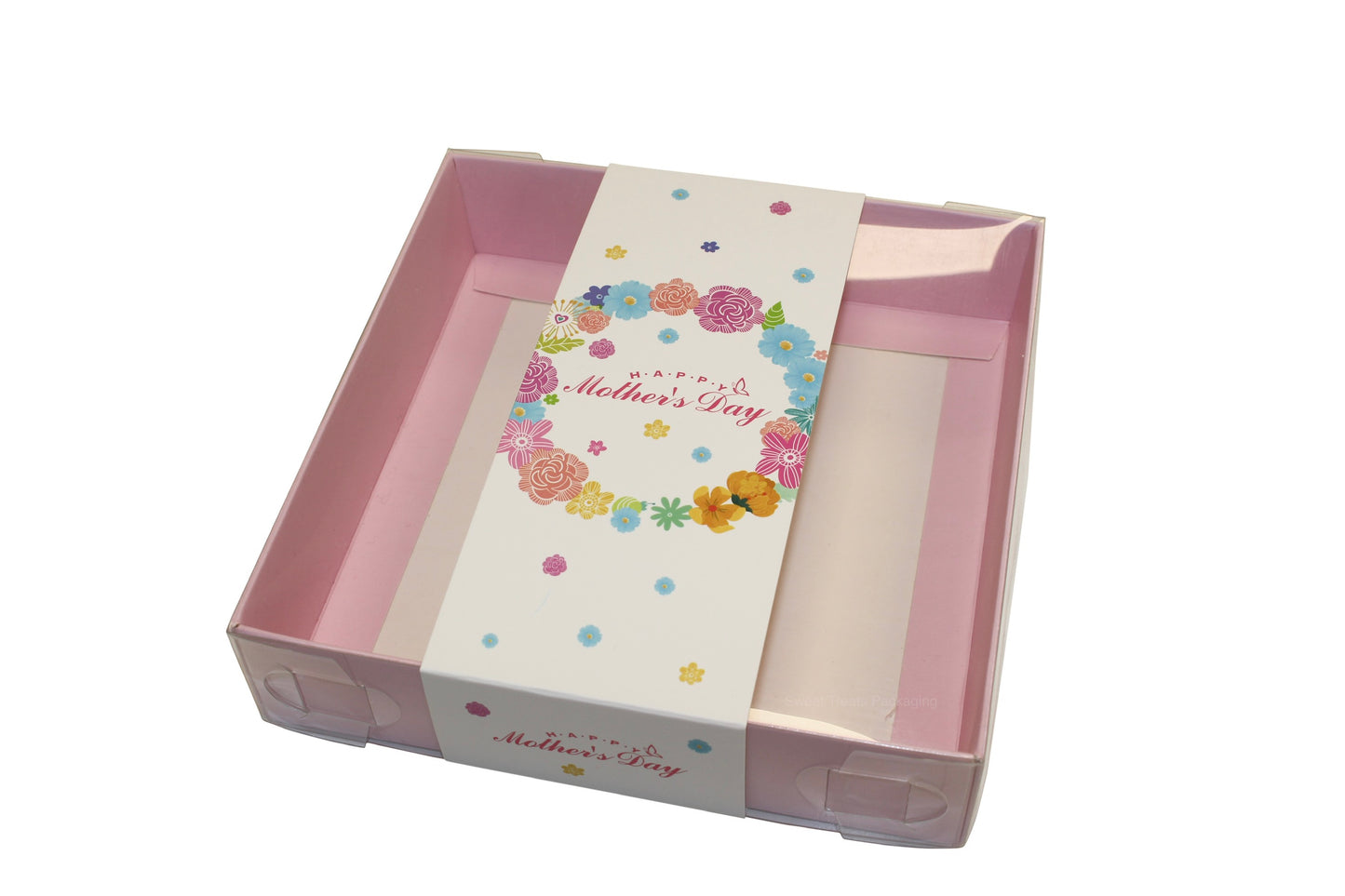 Clear Lid Box With Floral Mothers Day Sleeve - 15 x 15 x 3.5cm