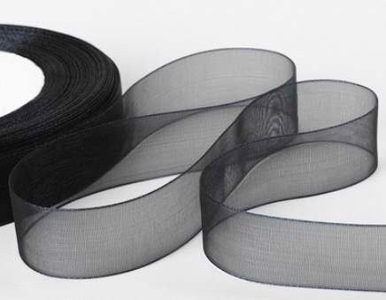 Organza Plain Black Ribbon