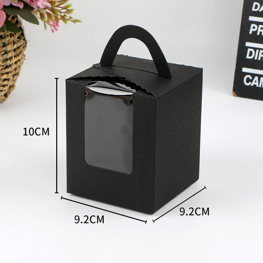 Single hold Black window cupcake box with handle