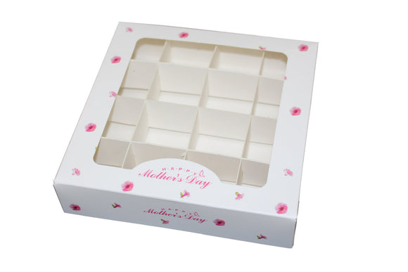 White & Pink Happy Mother's Day Boxes - 15x15x3.5cm