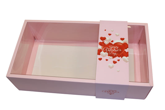 Clear Lid Border Boxes With Valentines Sleeve - 30x16x8cm