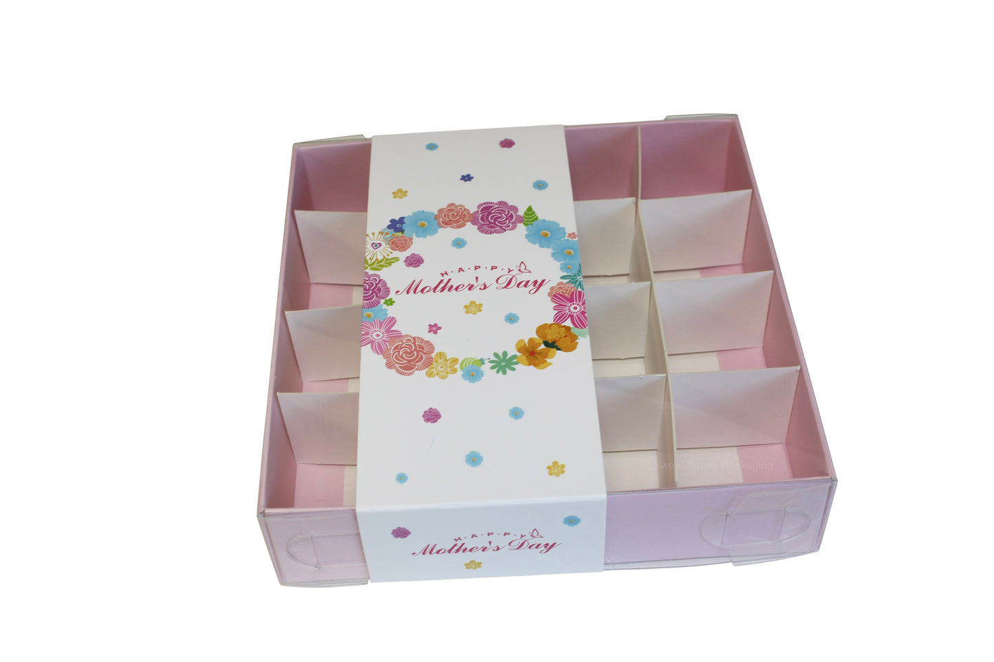 Clear Lid Box With Floral Mothers Day Sleeve - 15 x 15 x 3.5cm