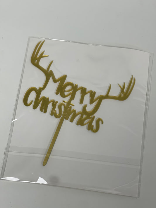 Gold merry Christmas cake topper